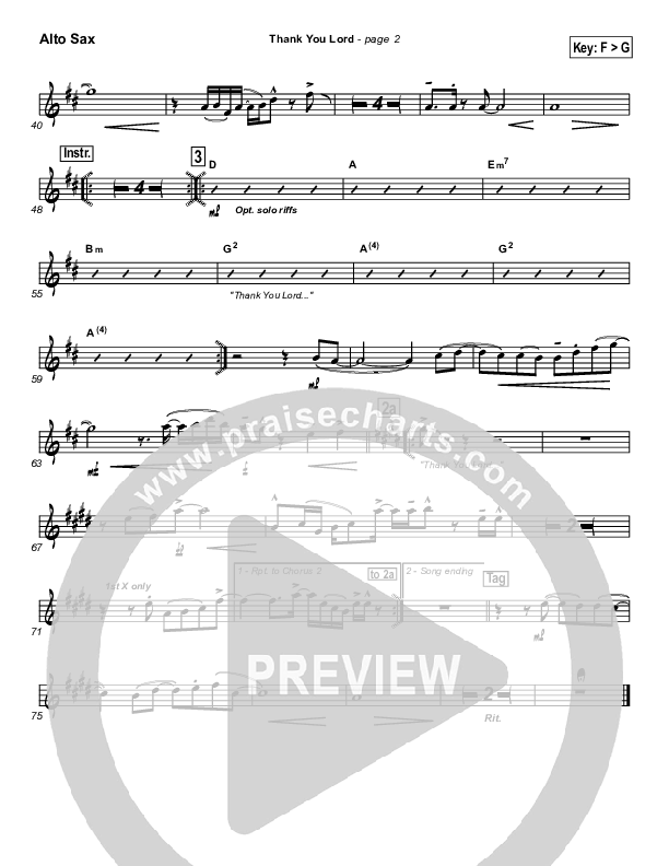 Thank You Lord Alto Sax (Don Moen)