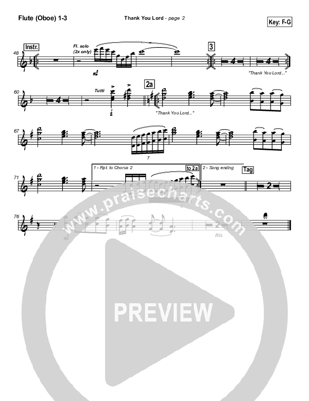 Thank You Lord Flute/Oboe 1/2/3 (Don Moen)