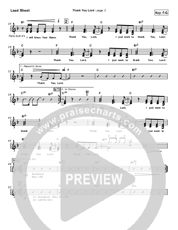 Thank You Lord Lead Sheet (Don Moen)