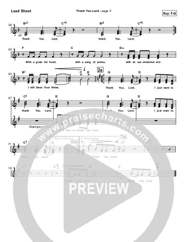 Thank You Lord Lead Sheet (SAT) (Don Moen)