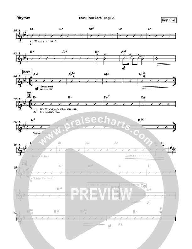 Thank You Lord Rhythm Chart (Don Moen)