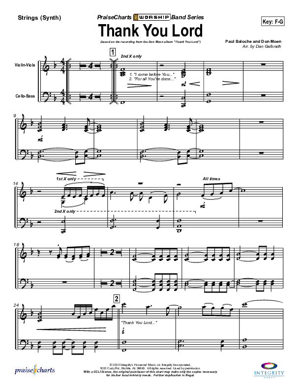 Thank You Lord Synth Strings (Don Moen)