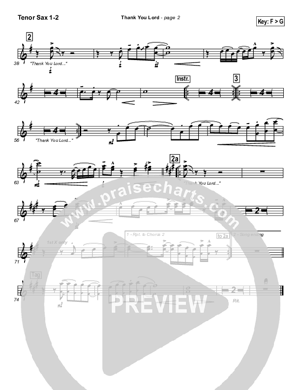 Thank You Lord Tenor Sax 1/2 (Don Moen)