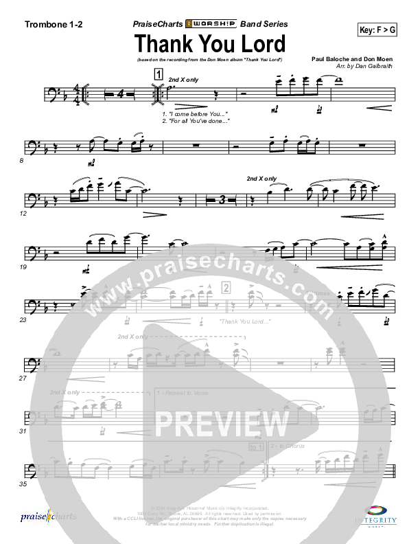 Thank You Lord Trombone 1/2 (Don Moen)