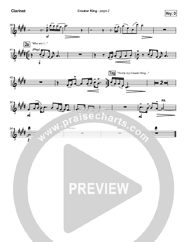 Creator King Clarinet (Don Moen)