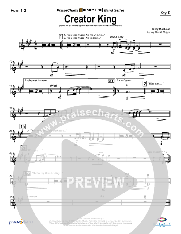 Creator King French Horn 1/2 (Don Moen)