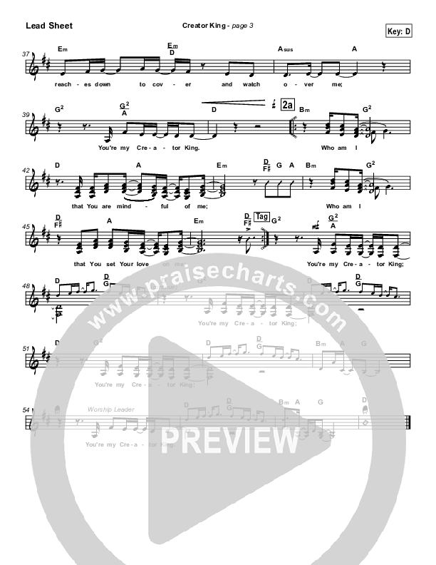 Creator King Lead Sheet (Don Moen)