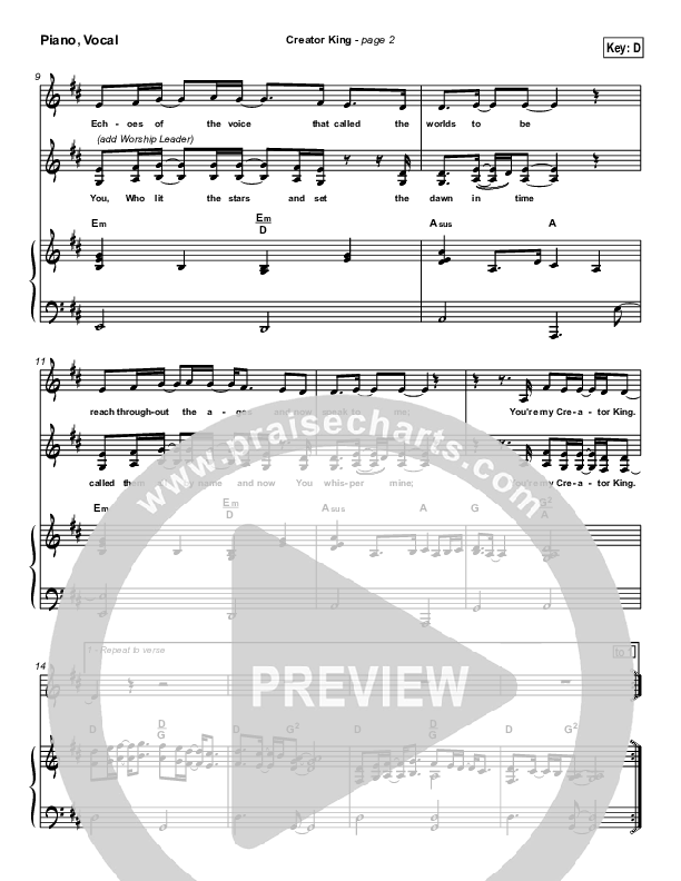 Creator King Piano/Vocal & Lead (Don Moen)