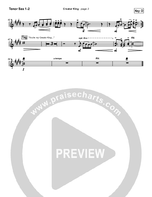 Creator King Tenor Sax 1/2 (Don Moen)