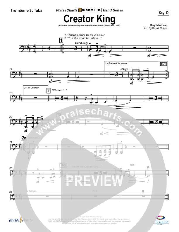 Creator King Trombone 3/Tuba (Don Moen)