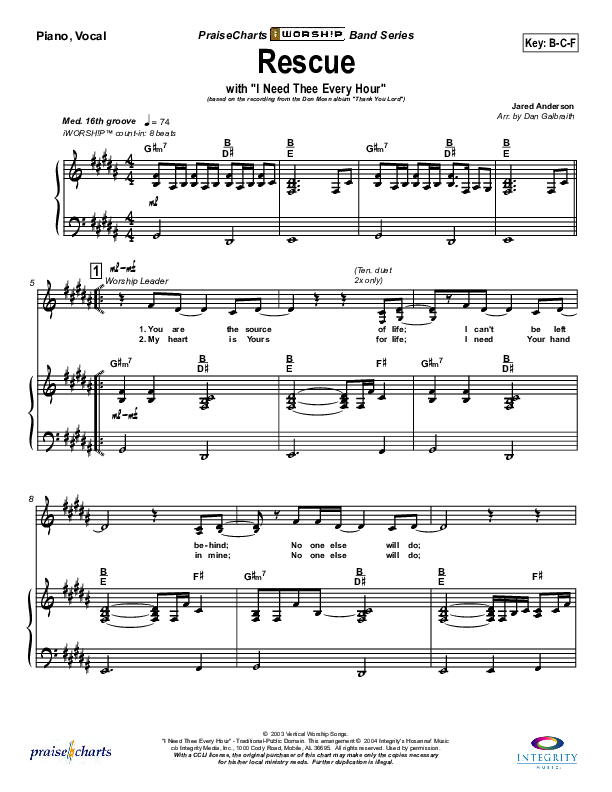 Rescue Piano/Vocal & Lead (Don Moen)