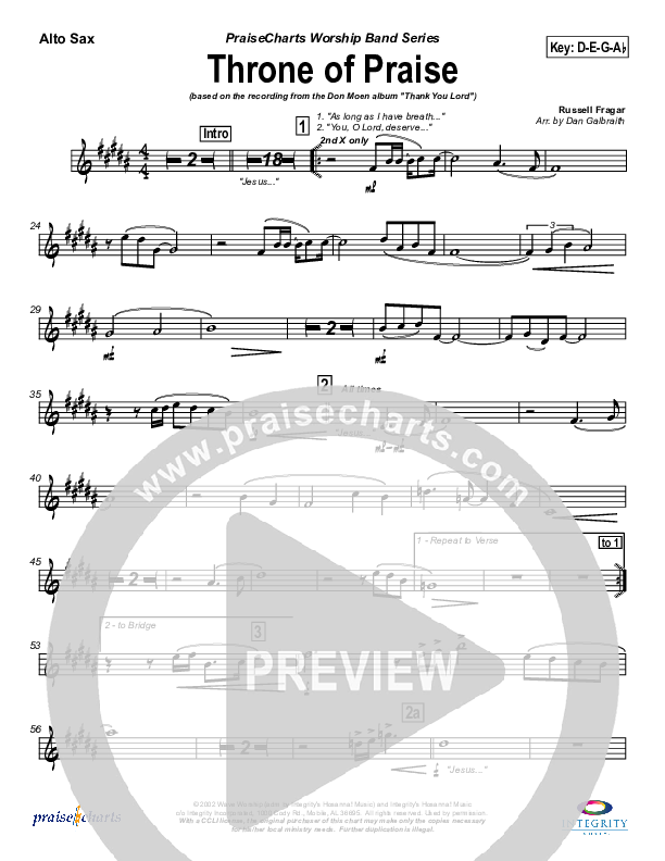 Throne of Praise Alto Sax (Russell Fragar)