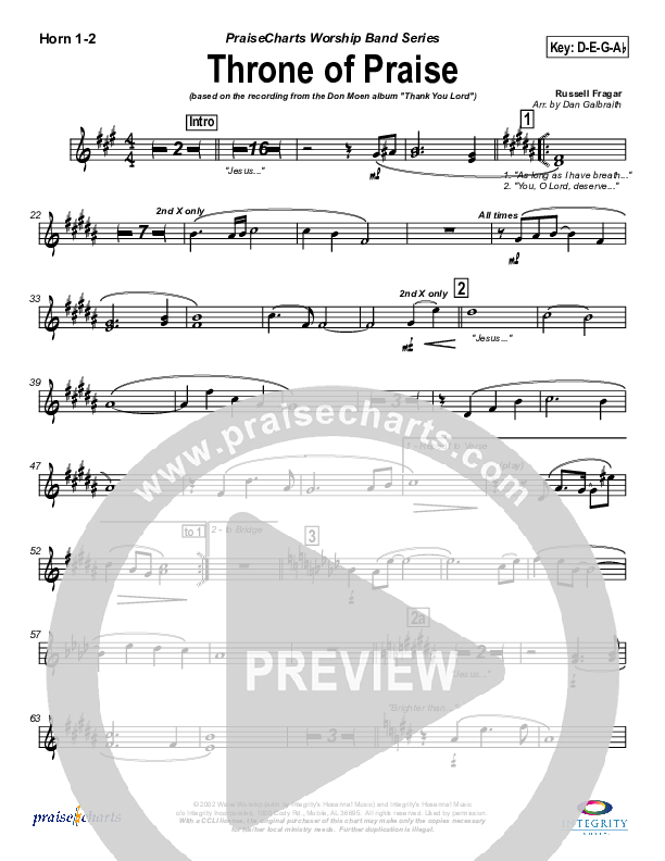 Throne of Praise French Horn 1/2 (Russell Fragar)
