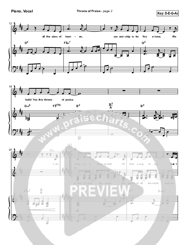 Throne of Praise Piano/Vocal & Lead (Russell Fragar)