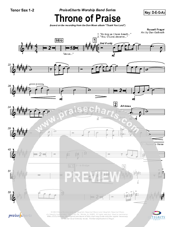 Throne of Praise Tenor Sax 1/2 (Russell Fragar)