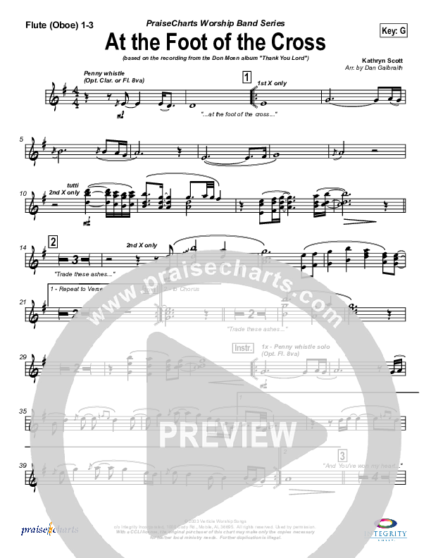 At The Foot Of The Cross Flute/Oboe 1/2/3 (Don Moen)