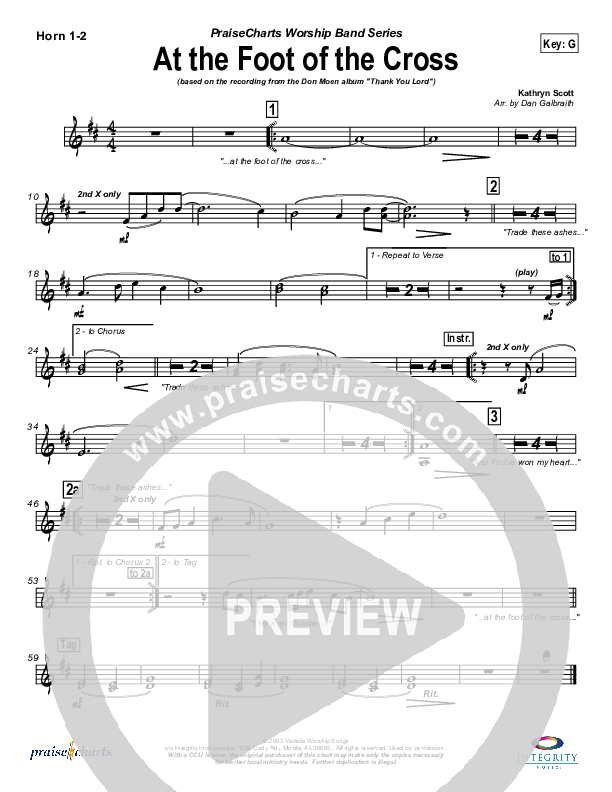 At The Foot Of The Cross French Horn 1/2 (Don Moen)