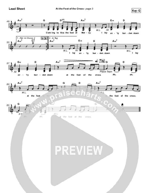 At The Foot Of The Cross Lead Sheet (SAT) (Don Moen)