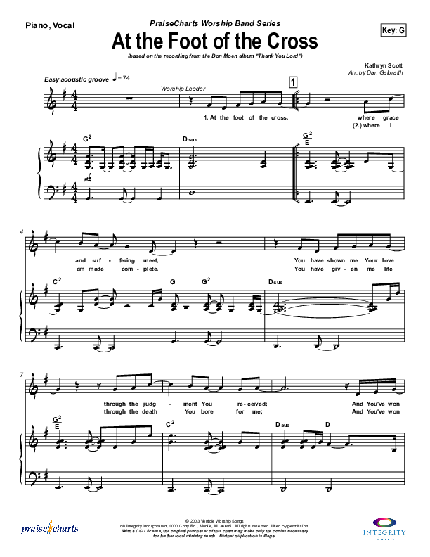 At The Foot Of The Cross Piano/Vocal (Don Moen)
