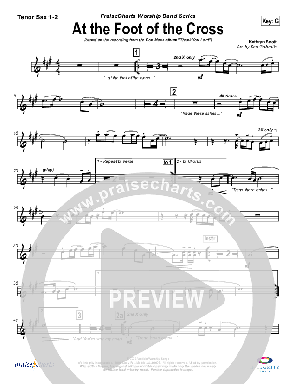 At The Foot Of The Cross Tenor Sax 1/2 (Don Moen)