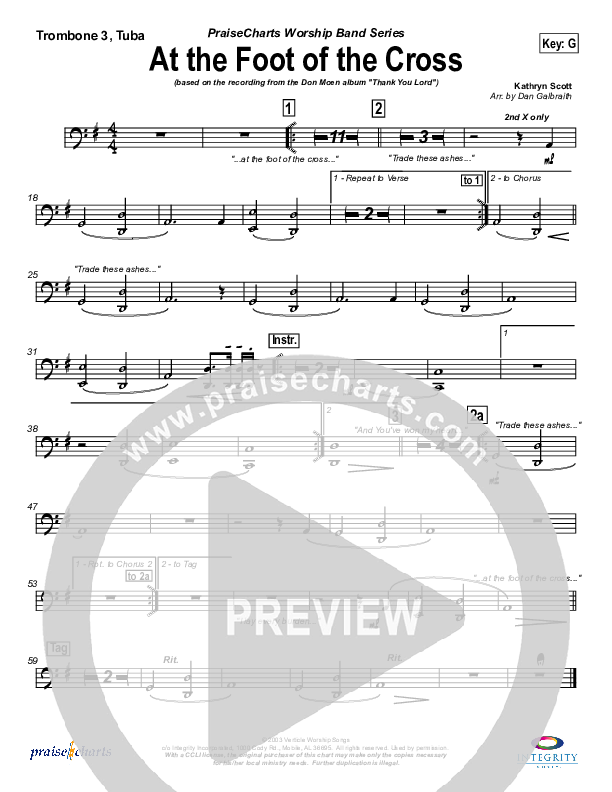 At The Foot Of The Cross Trombone 3/Tuba (Don Moen)