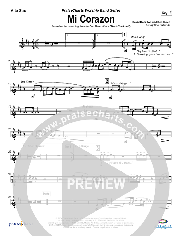 Mi Corazon Alto Sax (Don Moen)