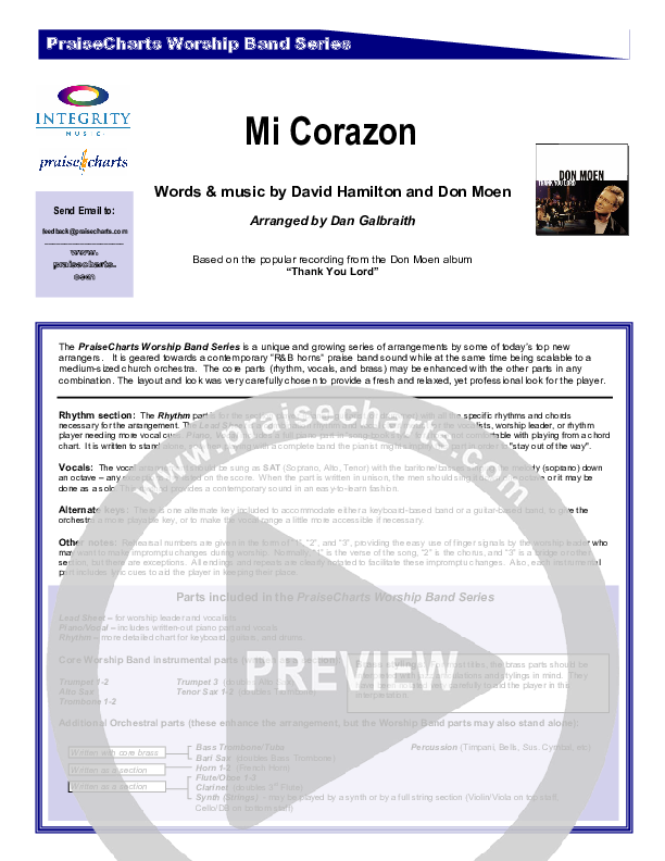 Mi Corazon Cover Sheet (Don Moen)