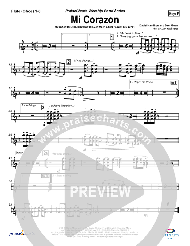 Mi Corazon Flute/Oboe 1/2/3 (Don Moen)