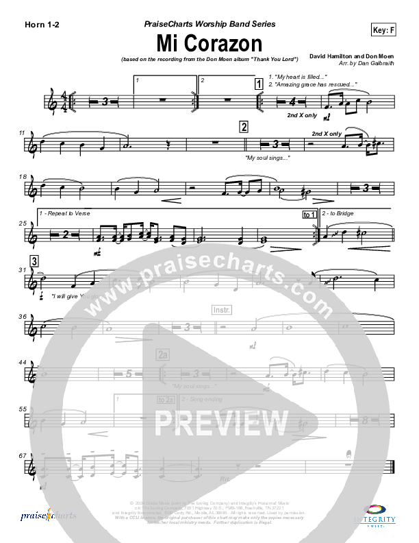 Mi Corazon French Horn 1/2 (Don Moen)