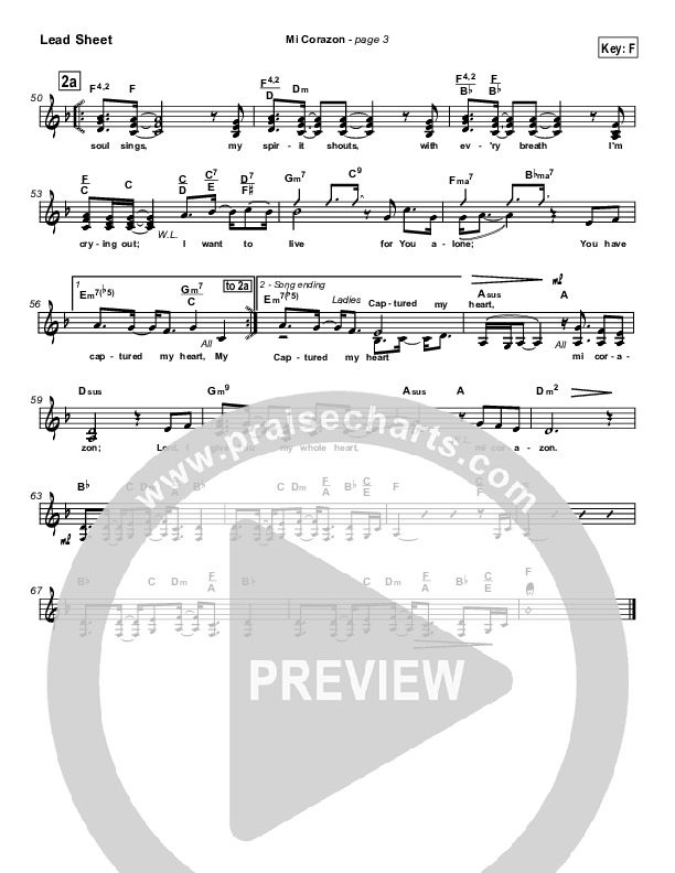 Mi Corazon Lead Sheet (Don Moen)