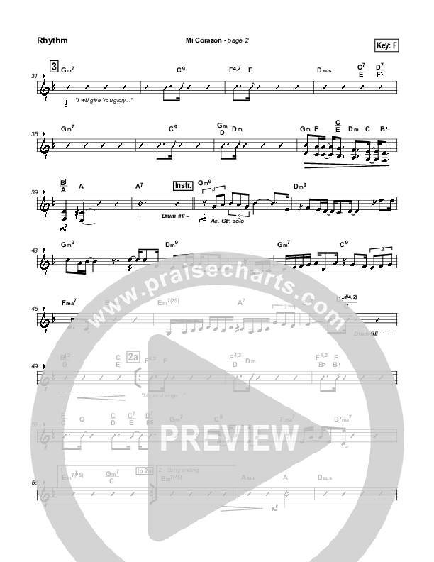 Mi Corazon Rhythm Chart (Don Moen)