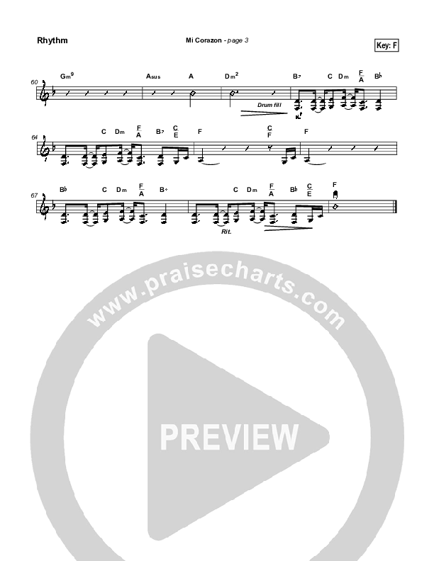 Mi Corazon Rhythm Chart (Don Moen)