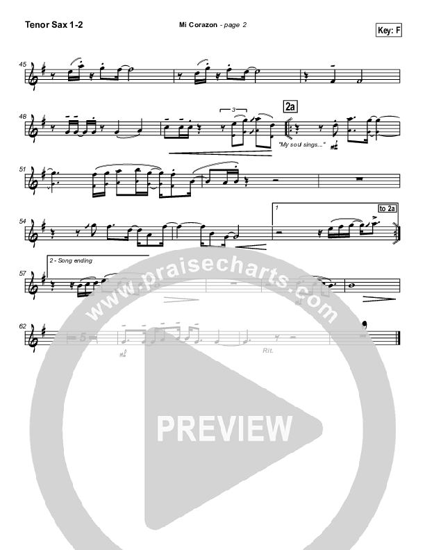 Mi Corazon Tenor Sax 1/2 (Don Moen)