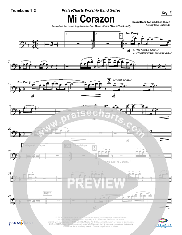 Mi Corazon Trombone 1/2 (Don Moen)