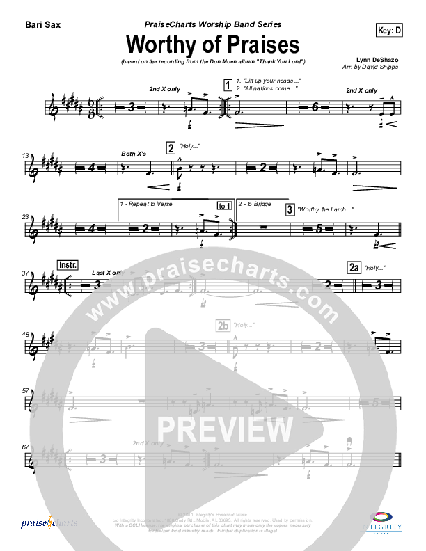 Worthy of Praises Bari Sax (Lynn DeShazo)