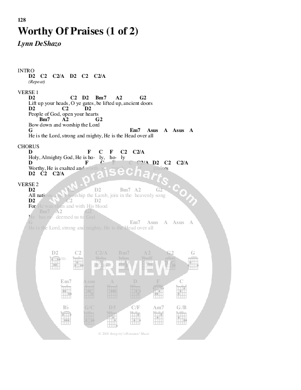 Worthy of Praises Chords & Lyrics (Lynn DeShazo)