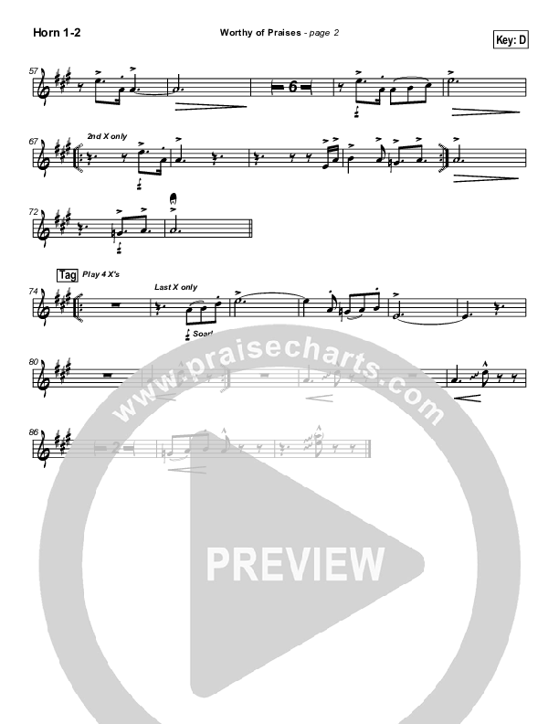 Worthy of Praises French Horn 1/2 (Lynn DeShazo)