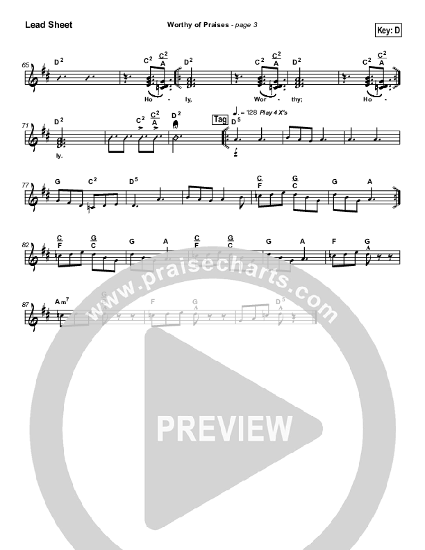 Worthy of Praises Lead Sheet (Lynn DeShazo)