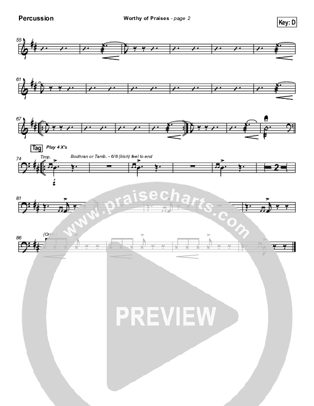 Worthy of Praises Percussion (Lynn DeShazo)