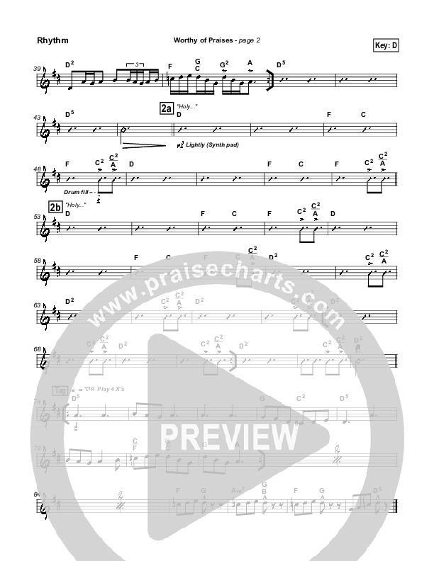 Worthy of Praises Rhythm Chart (Lynn DeShazo)