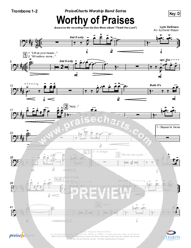 Worthy of Praises Trombone 1/2 (Lynn DeShazo)