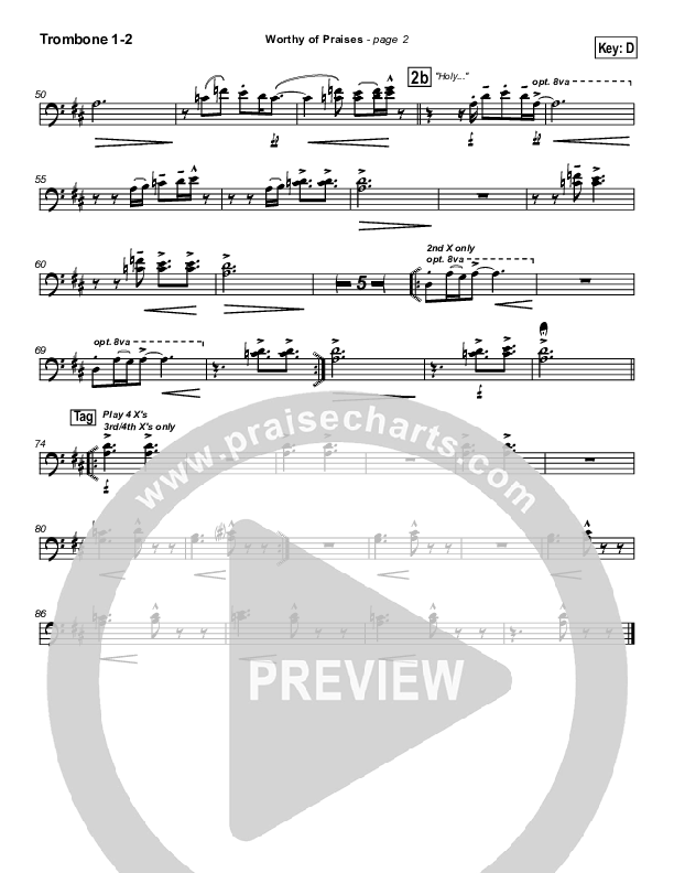 Worthy of Praises Trombone 1/2 (Lynn DeShazo)