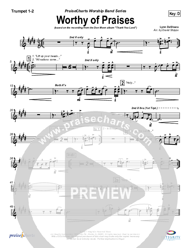 Worthy of Praises Trumpet 1,2 (Lynn DeShazo)