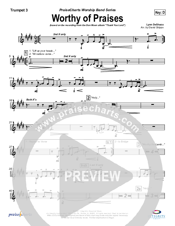 Worthy of Praises Trumpet 3 (Lynn DeShazo)