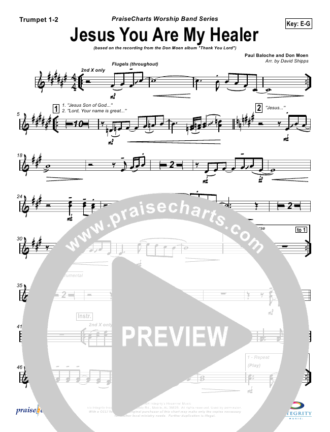 Jesus You Are My Healer Orchestration Don Moen Praisecharts praisecharts