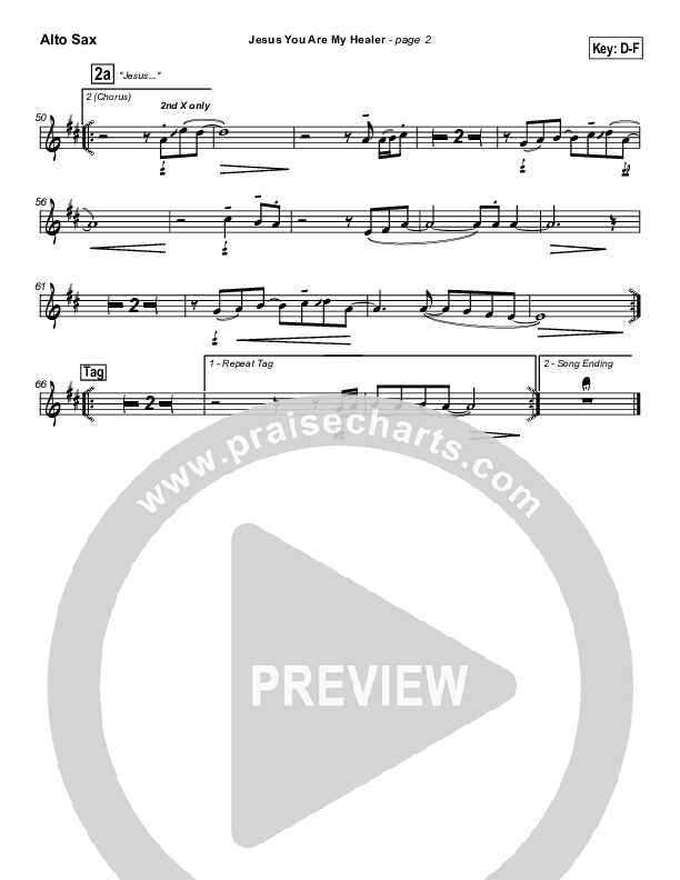 Jesus You Are My Healer Alto Sax (Don Moen)