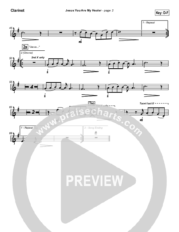 Jesus You Are My Healer Clarinet (Don Moen)