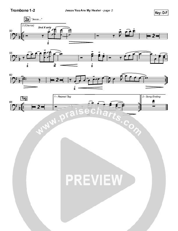 Jesus You Are My Healer Trombone 1/2 (Don Moen)