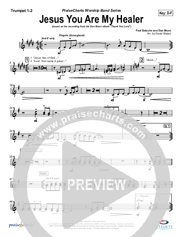 Jesus You Are My Healer Trumpet 1,2 (Don Moen)