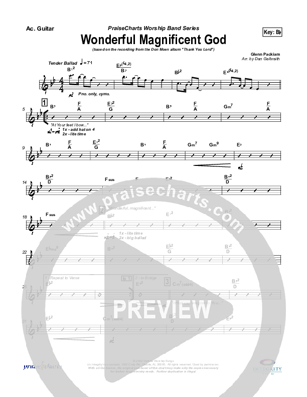 Wonderful Magnificent God Rhythm Chart (Don Moen)